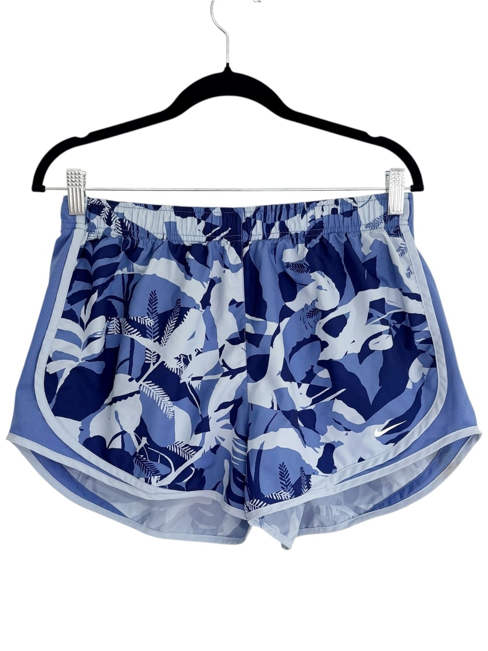 NIKE Dri-FIT Tempo Blue Abstract Lined Running Athletic Shorts Large